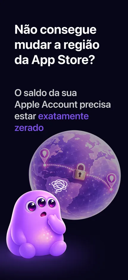 App Zero Balance no iPhone - tela de sucesso All Set mostrando o saldo do Apple Account zerado em R$ 0,00 com o pacote escolhido de pequenos itens da App Store