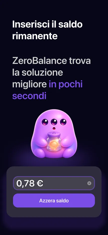 App Zero Balance per iOS su iPhone - schermata con consigli pro: cambiare paese App Store richiede saldo zero e il saldo della carta regalo è legato alla regione