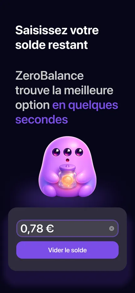 App Zero Balance iOS sur iPhone - écran avec conseils pro : changer de pays App Store exige un solde nul et le solde des cartes cadeau est lié à la région